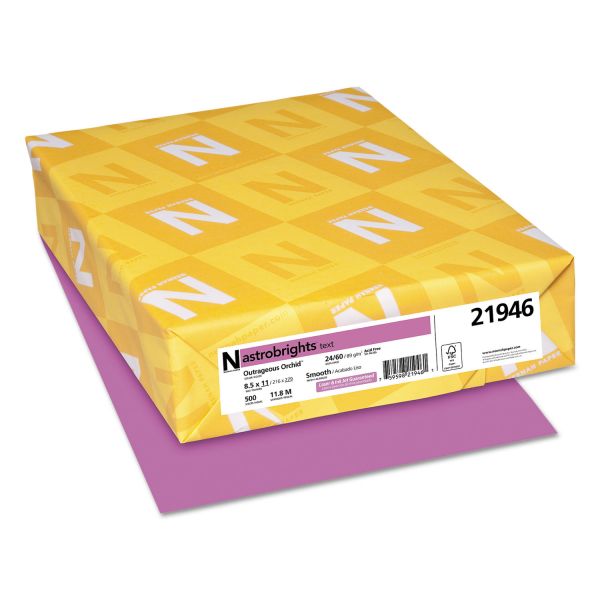Neenah Paper® Astrobrights Outrageous Orchid Smooth 24# Text 8.5x11 in. 500 Sheets